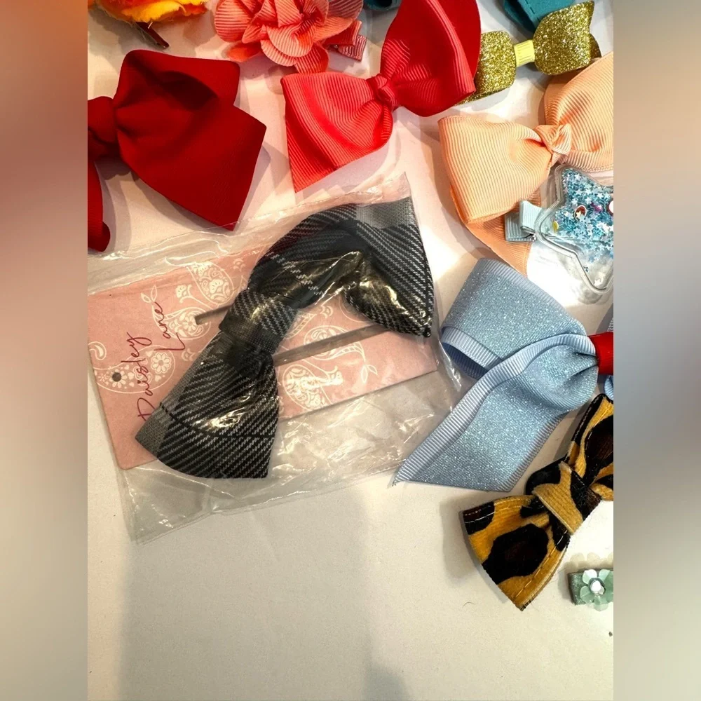 Assorted Variety of 32 Bows and Hair Clips for Little Girls